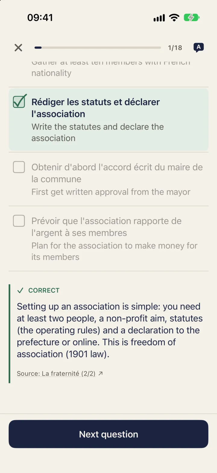 Corrected question with the explanation in English and its source