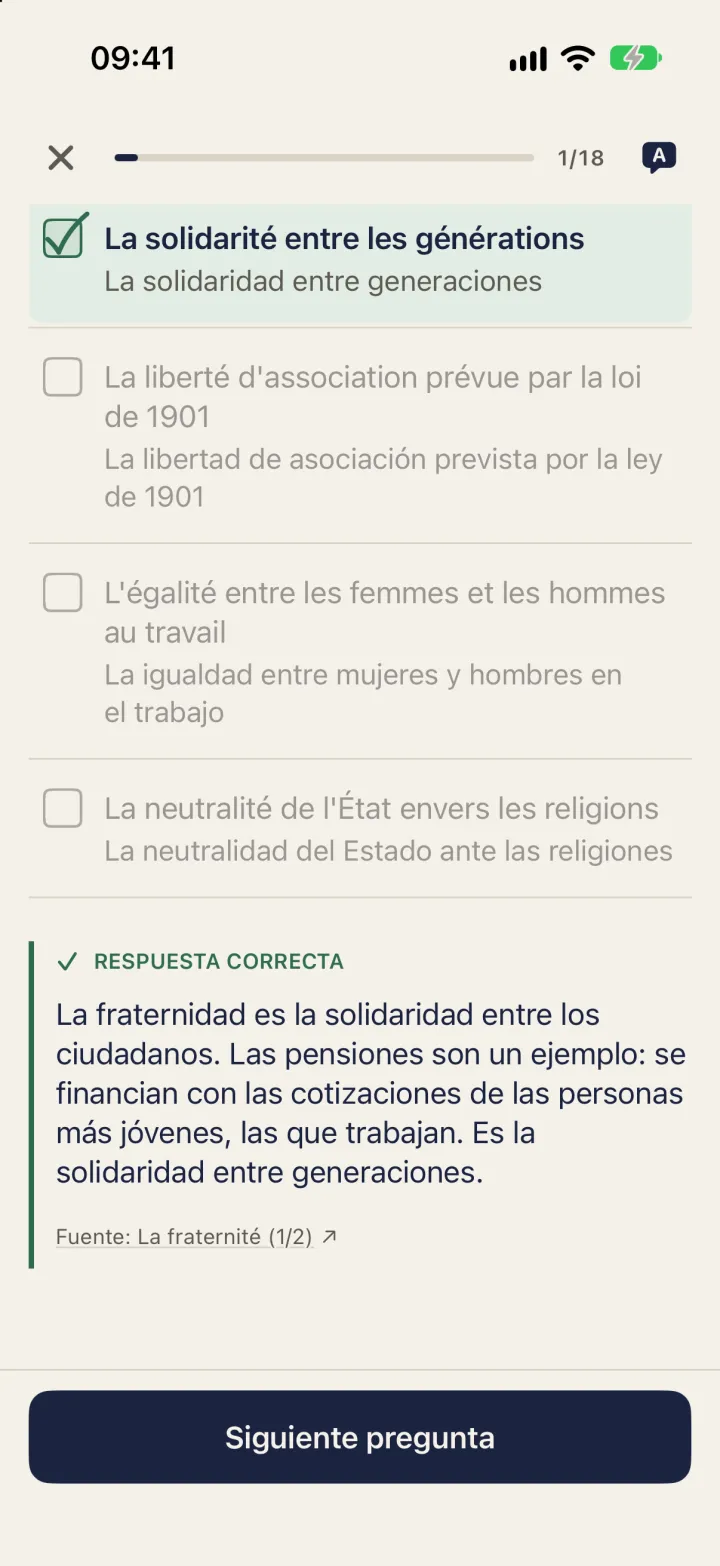 Pregunta corregida con la explicación en español y su fuente